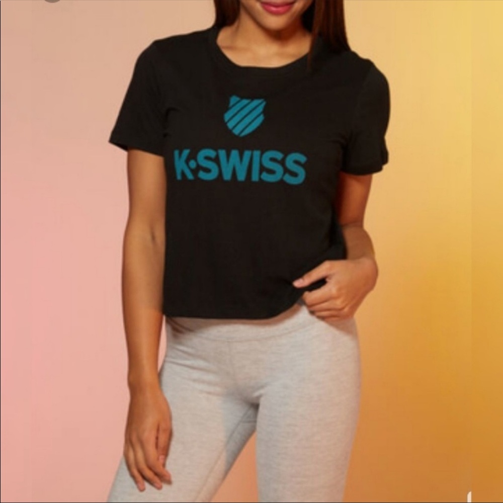 Y2K K-SWISS semi cropped top with logo size Large